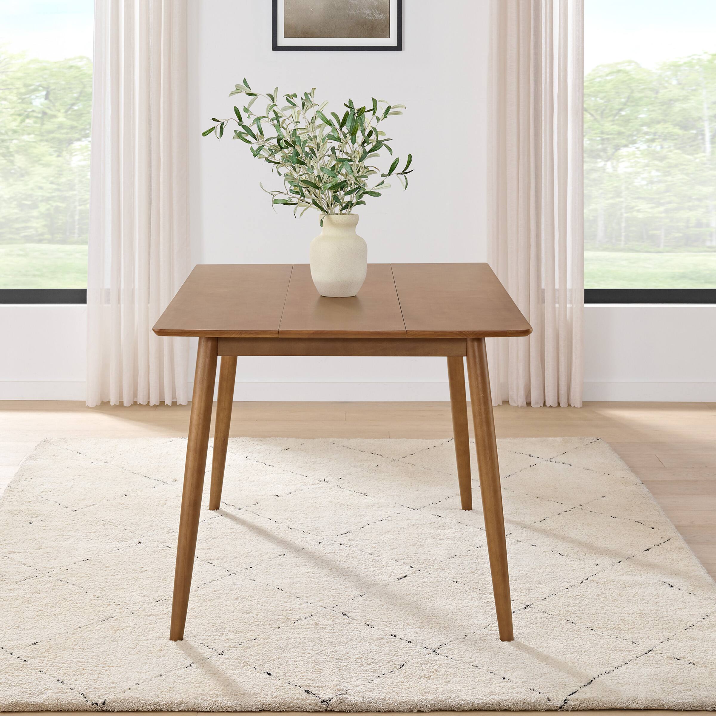 Alt View 2. Alaterre Furniture - 59 in. Wood Mid Century Modern Dining Table - Warm Pecan.