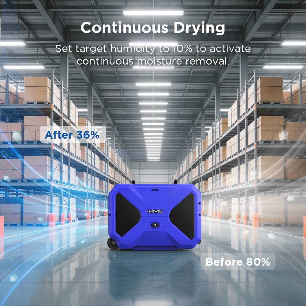 Continuous Drying  
Set target humidity to 10% to activate continuous moisture removal.  
After 36%  
Before 80%