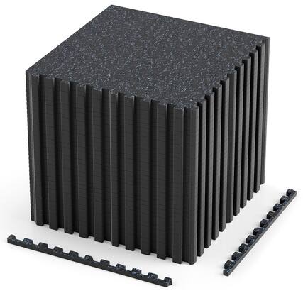Front. Boyel Living - 2 Pieces 0.39 inch Thick Rubber Top Exercise Mat 140 Sq Ft with Boarders-Blue - Black.