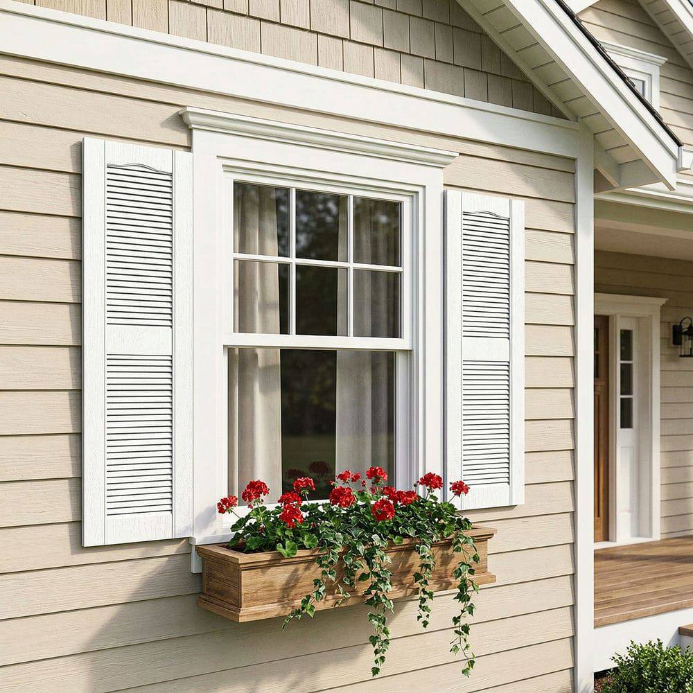 Alt View 5. Kadyn - Decorative Faux Shutters, Sturdy, Hassle-Free Design for Indoor & Outdoor Use, 14"x25", White - White.