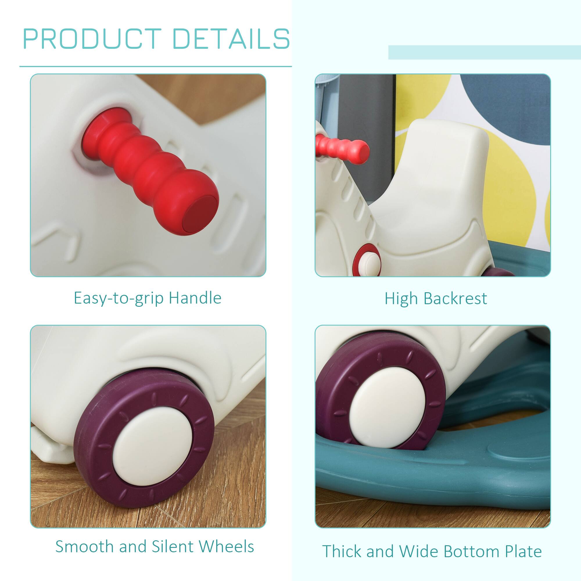 PRODUCT DETAILS

- Easy-to-grip Handle
- High Backrest
- Smooth and Silent Wheels
- Thick and Wide Bottom Plate