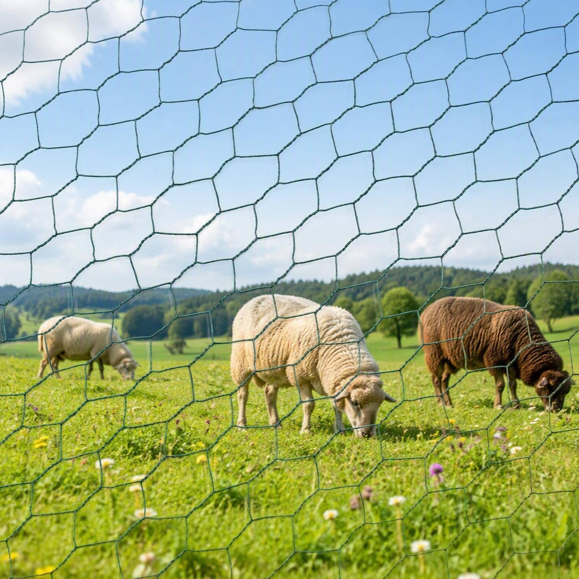 Alt View 2. RYHNUYNE - 60M Large Galvanized Hexagonal Green Chicken Wire – Rust-Resistant Poultry Netting for Garden Fencing Animal Enclosures.