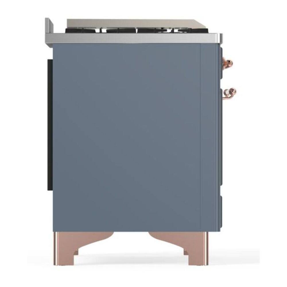 Alt View 6. ILVE - ILVE Majestic II 36 inch Dual Fuel Range with 6 Burners + Griddle (Natural Gas, Blue Grey, Copper Trim) - Blue Grey.