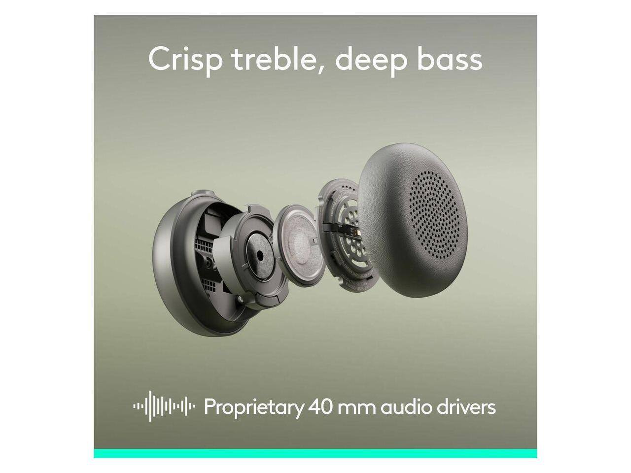 Crisp treble, deep bass  
Proprietary 40 mm audio drivers