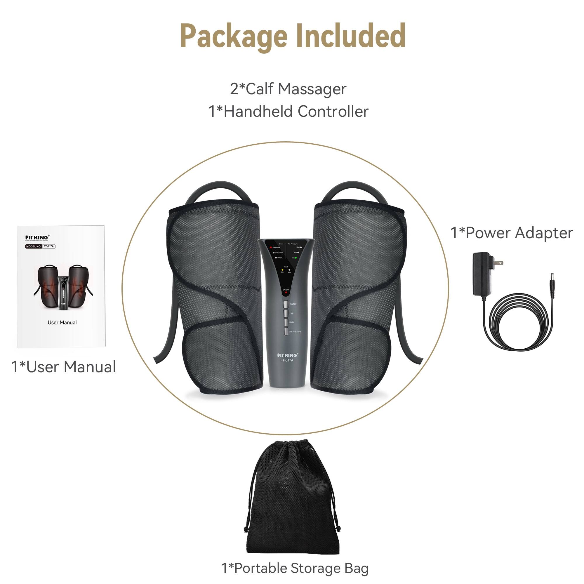 Package Included

2*Calf Massager  
1*Handheld Controller  
1*Power Adapter  
1*User Manual  
1*Portable Storage Bag