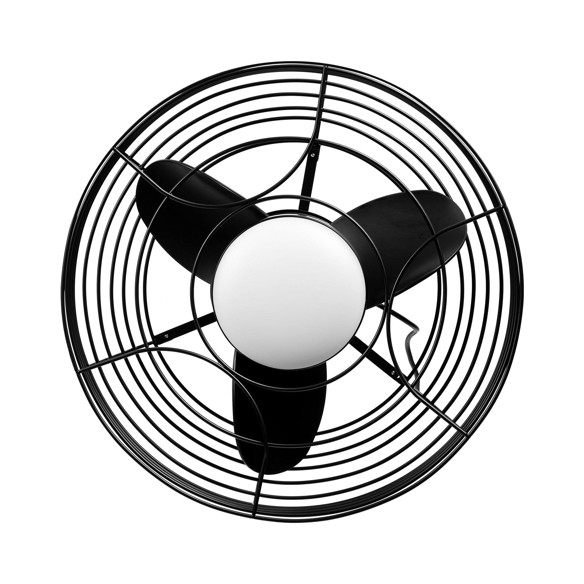 Alt View 2. Breezary - 19-Inch Waterproof Ceiling Fan with LED Light, 3 ABS Blades, DC Motor, 6 Speeds, Long Cord and Remote Control - All Black(Plug-in).