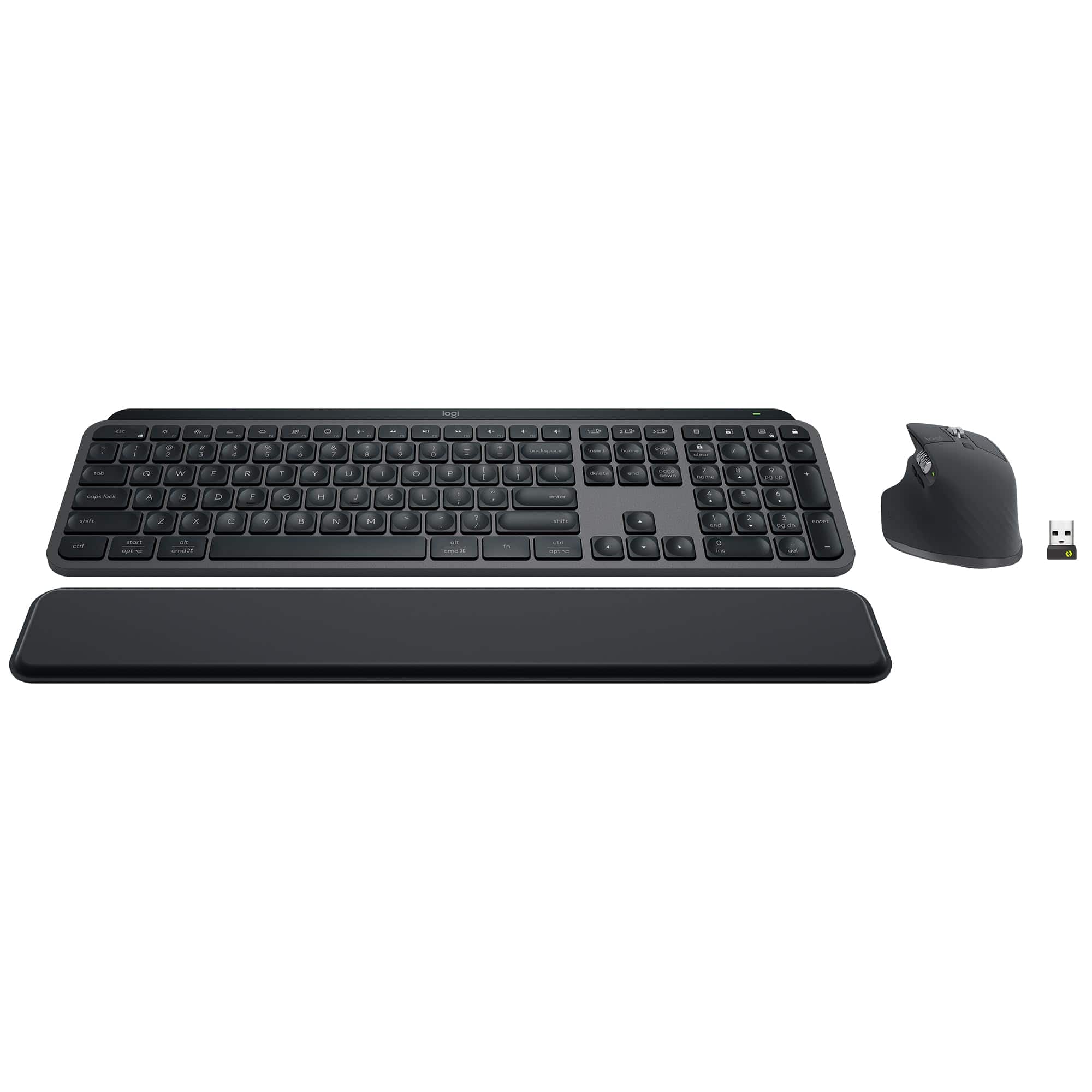 Logitech - MX Keys S Wireless Keyboard & Mouse Combo with Palm Rest, Backlit Keys, Bluetooth, USB-C - Graphite