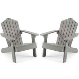 Gymax - Kids Adirondack Chair(s) Outdoor Chair(s) for Kids w/ Tilted High Backrest - Gray