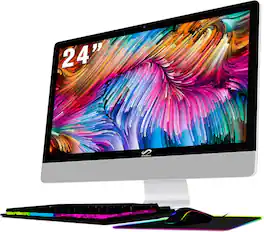 STGSivir - All in One Desktop PC, 24" FHD Display, Intel Core i5-8500T up to 3.5GHz, 16G DDR4, 512G SSD, WiFi & BT, Win11H - Silver