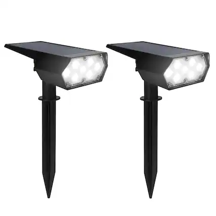 Front. Techko Maid - Outdoor Solar Spotlight w/ Wall-Mount & Ground-Stake - Black.