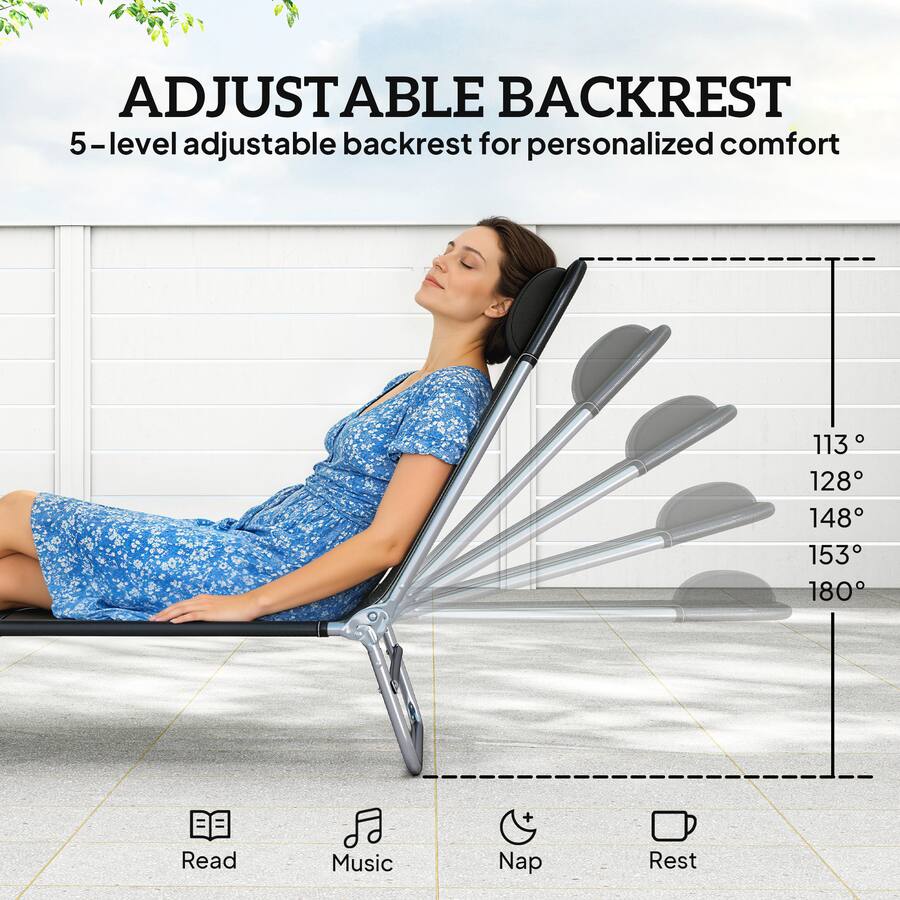 Max Loading Outsunny Piece Sun Loungers, Folding Chaise Lounge Chairs with ...