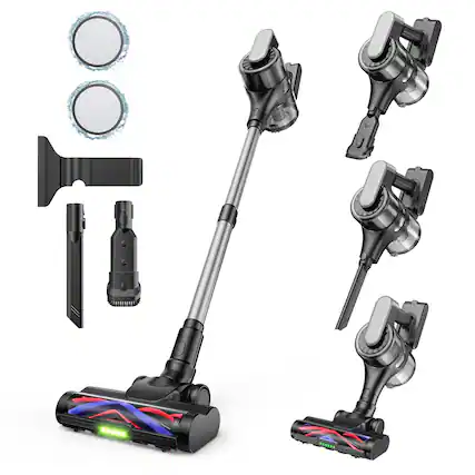 Front. MOOSOO - Lightweight Cordless Vacuum, 36Kpa Powerful Suction, 55 mins runtime, Stick Vacuum for Hard Floor Carpet Pet Hair - Black&Silver.