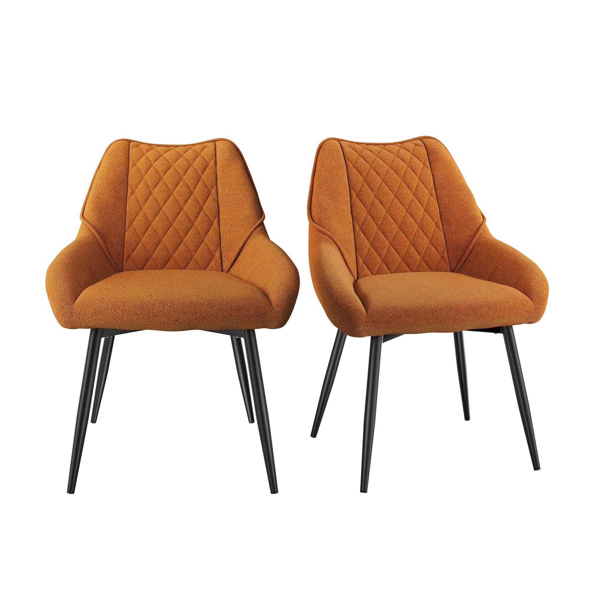 Boyel Living - Fabric Diamond Shaped Soft Side Chair with Metal Legs(Set of 2) - Yellow