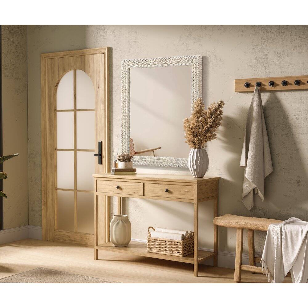 Alt View 6. Elegant Decor - Rectangle Cornhusk Mirror 36x42 in Linen White - Linen White.