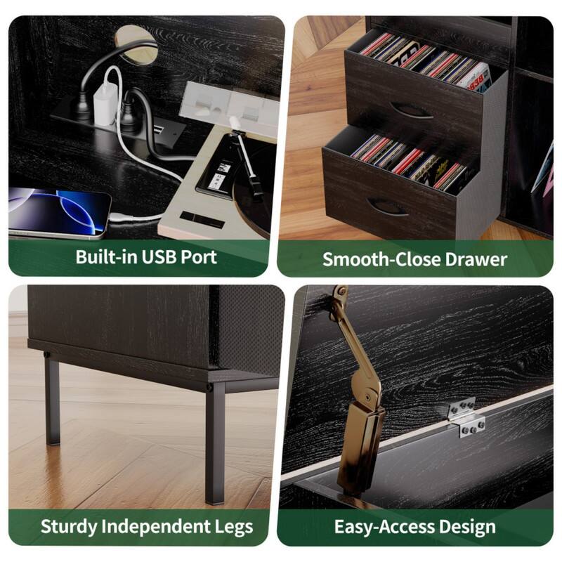 Y KEntmc BEB Built-in USB Port Smooth-Close Drawer Sturdy Independent Legs Easy-Access Design