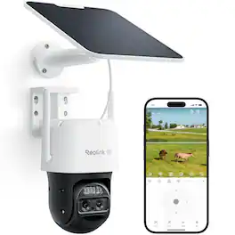 Reolink - TrackMix LTE 4G Dual-Lens 4K 8MP Battery Security Camera with Solar Auto-Zoom Tracking, Person/Car/Pet Detection - White
