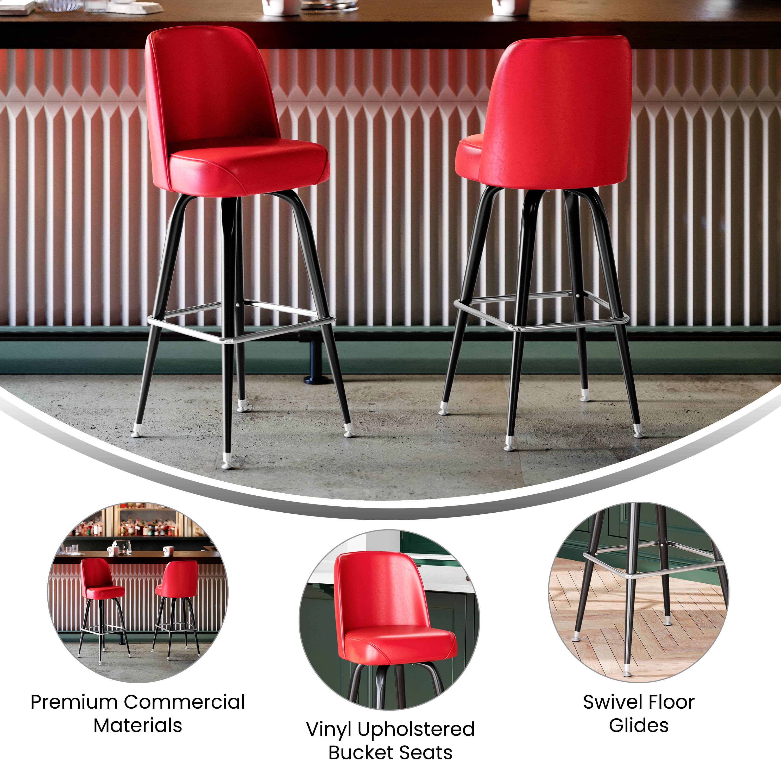Premium Commercial Materials  
Vinyl Upholstered Bucket Seats  
Swivel Floor Glides