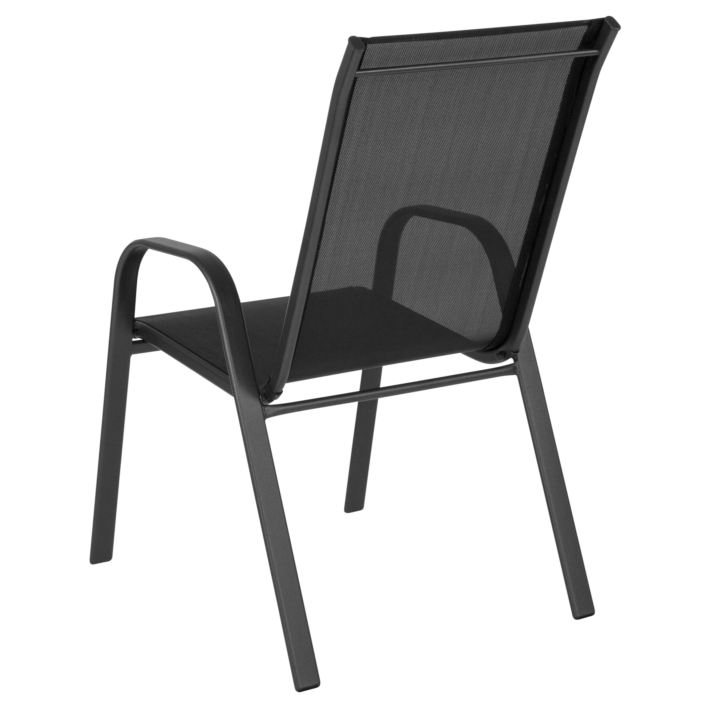 Alt View 6. Emma + Oliver - 5 Pack. Outdoor Stack Chair with Flex Comfort Material and Metal Frame - Black.