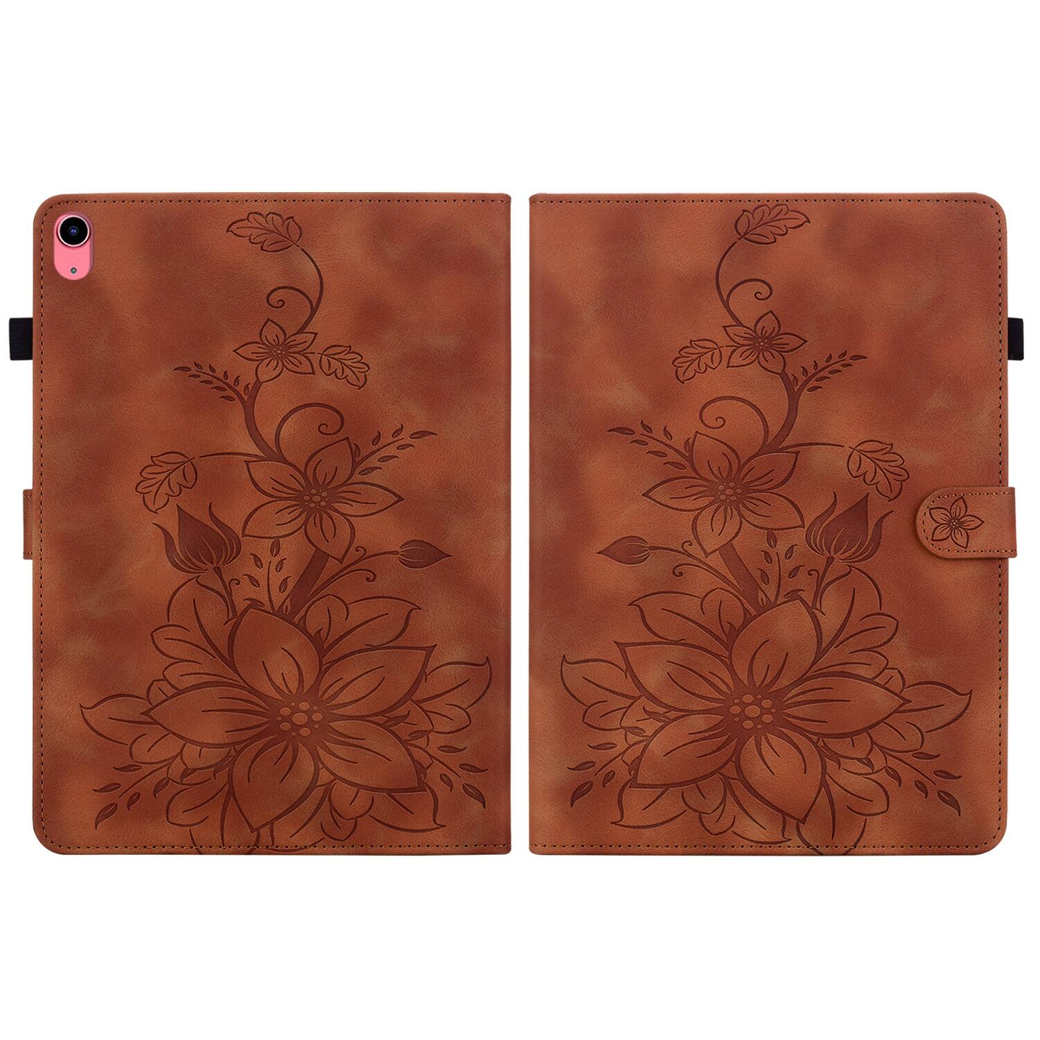 Alt View 1. Dteck - Case for Apple iPad (A16) 11" 2025 & iPad 10th Gen 2022,Embossed Pattern PU Leather Flip Card Holder Kickstand Cover - Brown.