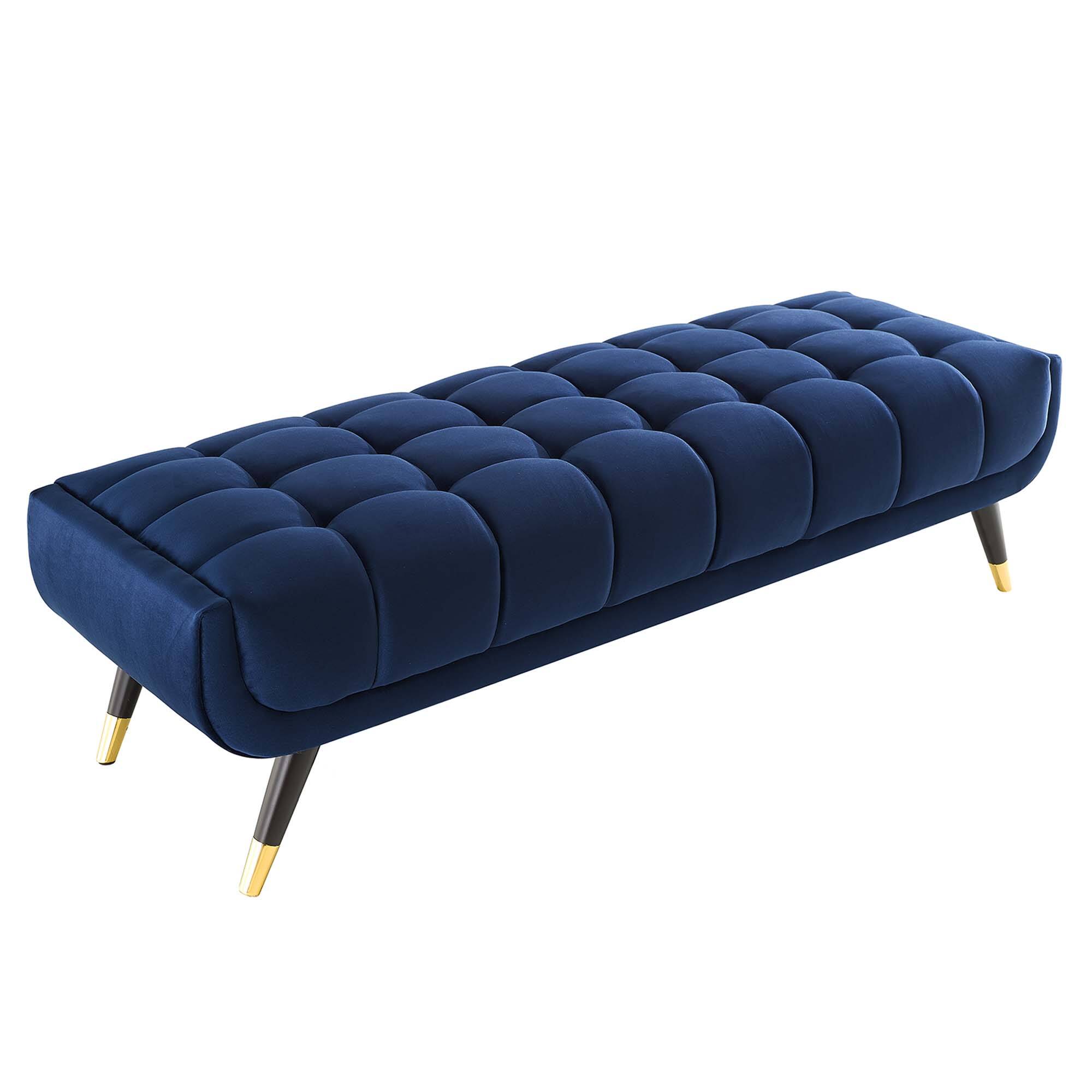 Alt View 4. Modway - Adept 60" Performance Velvet Bench by Modway - Midnight Blue.