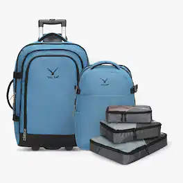 Hynes Eagle - Rolling Travel Backpack Set (63L) - Aqua Blue