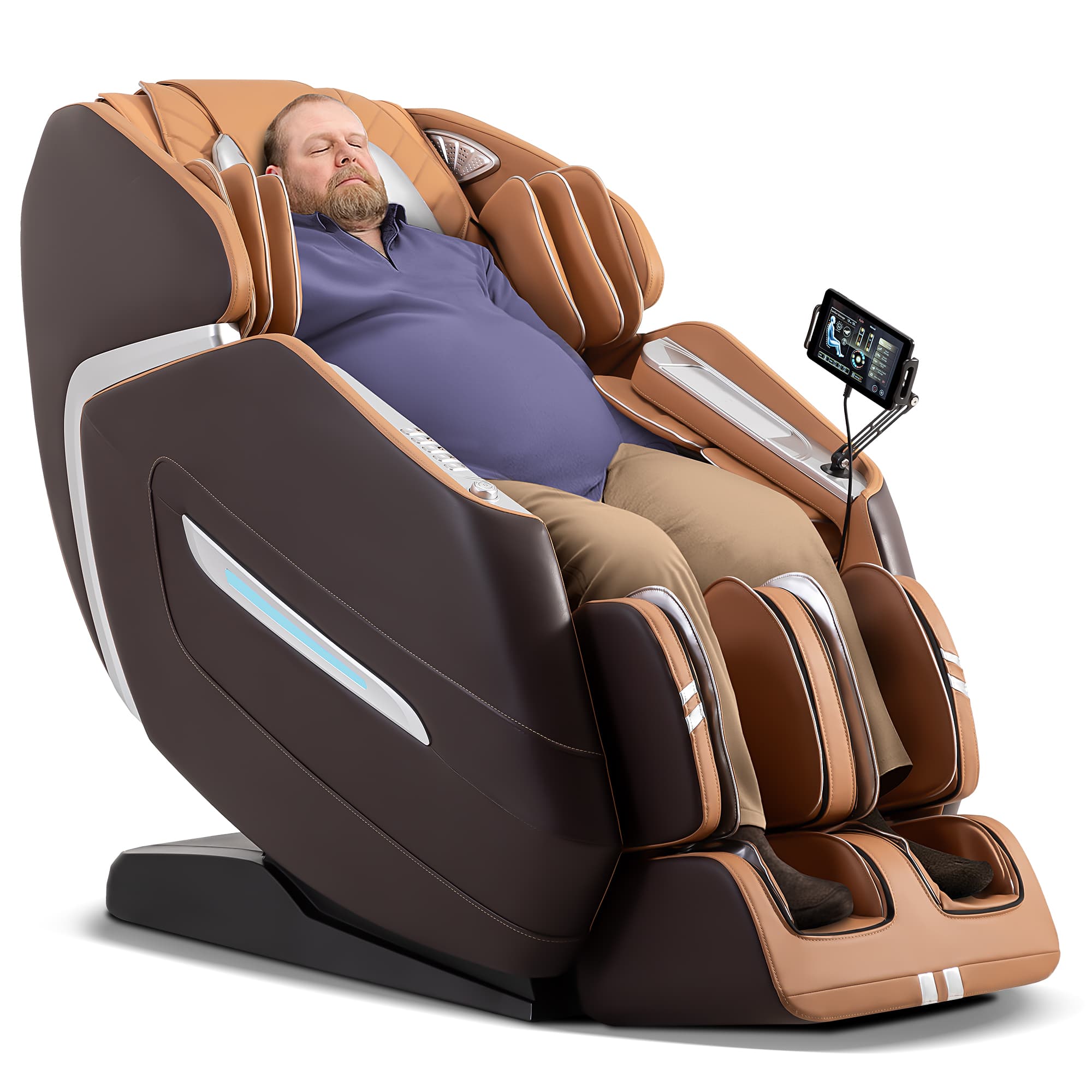 Front. MassaMax - MassaMAX Mega A580-the largest massage chair in the world (Fits Height range 5ft2in- 6ft10in),Brown - Brown.