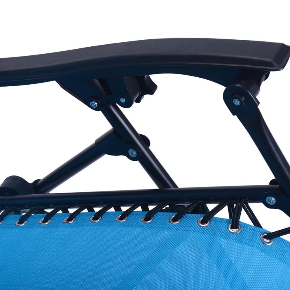 Back. Pefilos - 2 Pieces Folding Lounge Chair with Zero Gravity-Light Blue, Oversized Padded Zero Gravity Chair, Foldable Patio Recliner - Blue.