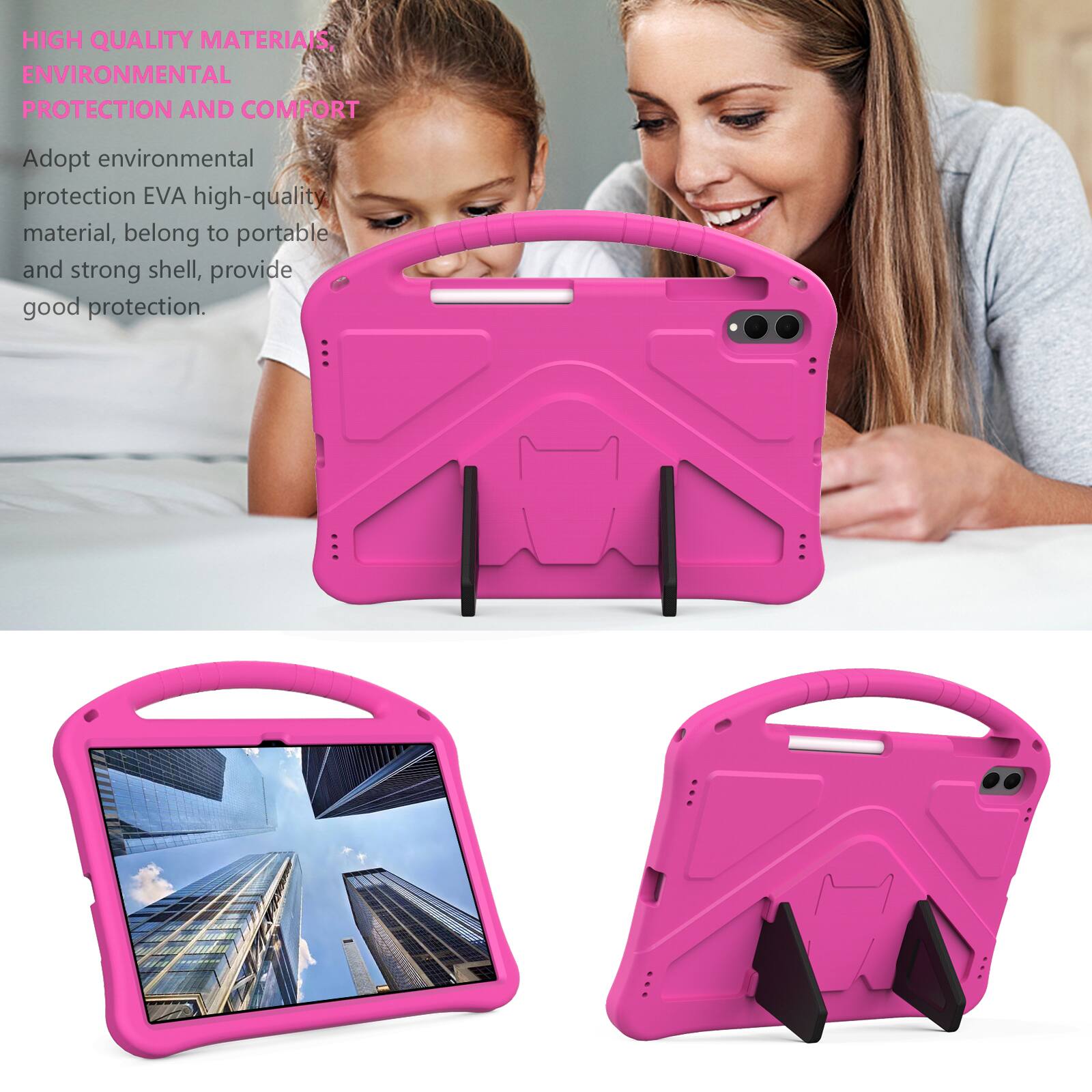 HIGH QUALITY MATERIALS, ENVIRONMENTAL PROTECTION AND COMFORT

Adopt environmental protection EVA high-quality material, belong to portable and strong shell, provide good protection.