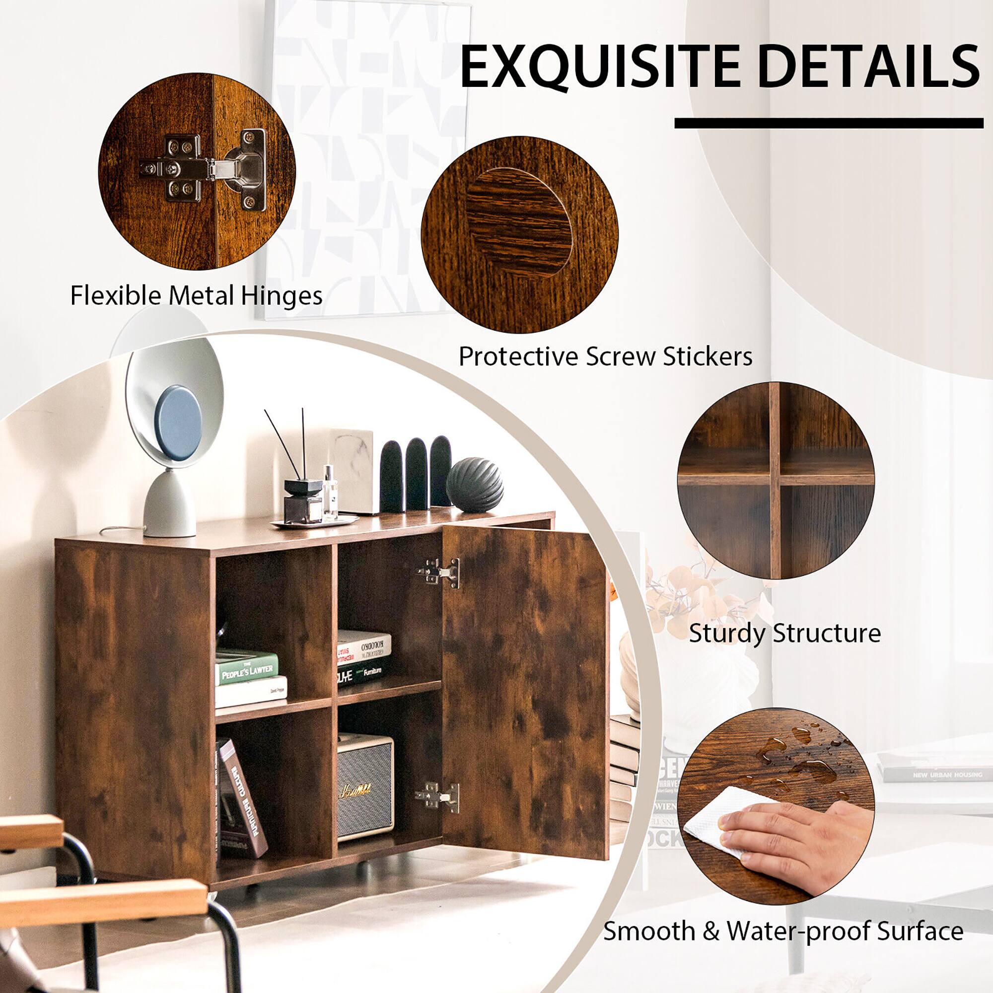 EXQUISITE DETAILS
Flexible Metal Hinges
Protective Screw Stickers
Sturdy Structure
Smooth & Water-proof Surface