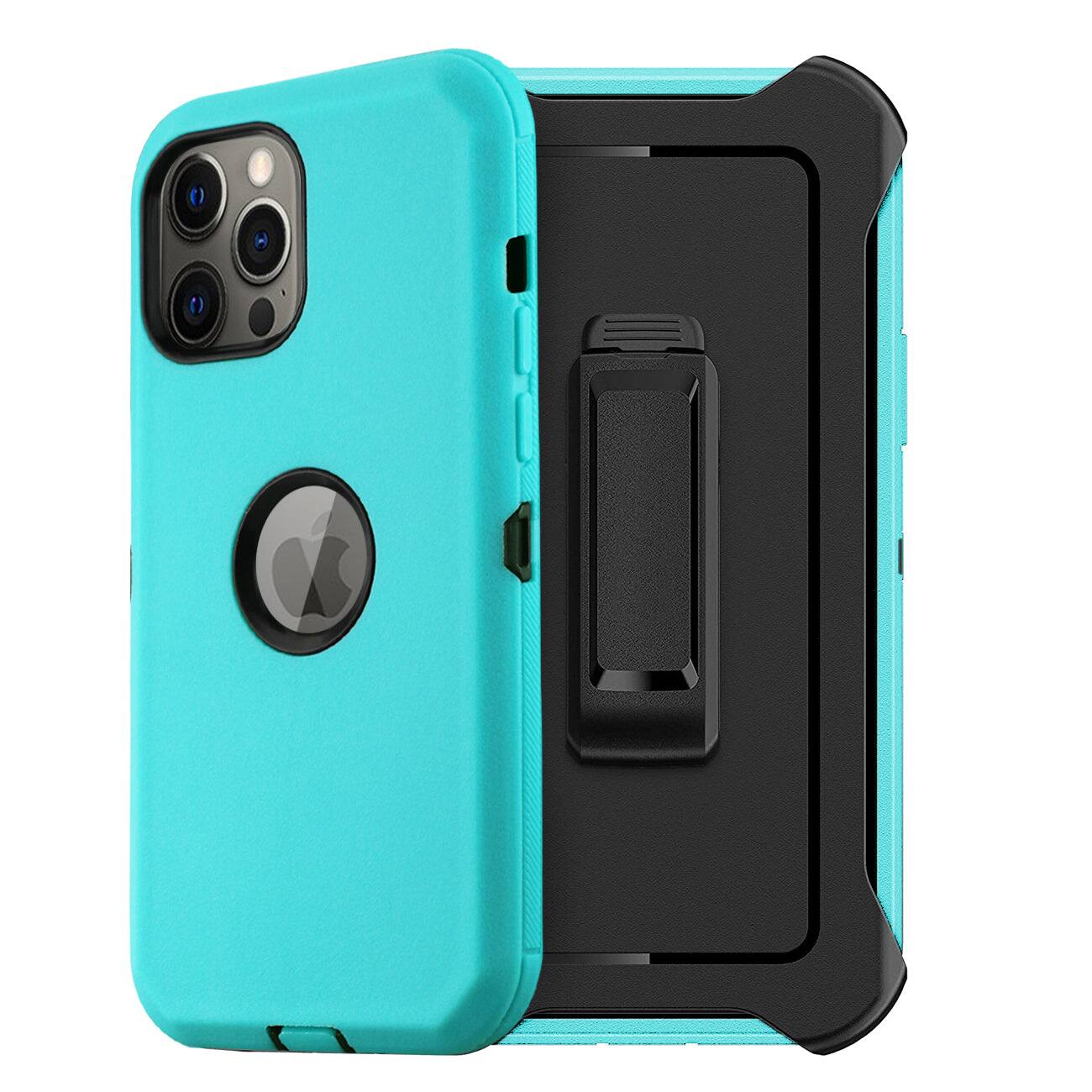 Front. Reiko - Multilayer Full Protection With Built-In Screen Protector Caseapple Iphone 12 Pro Max In Blue - Blue.