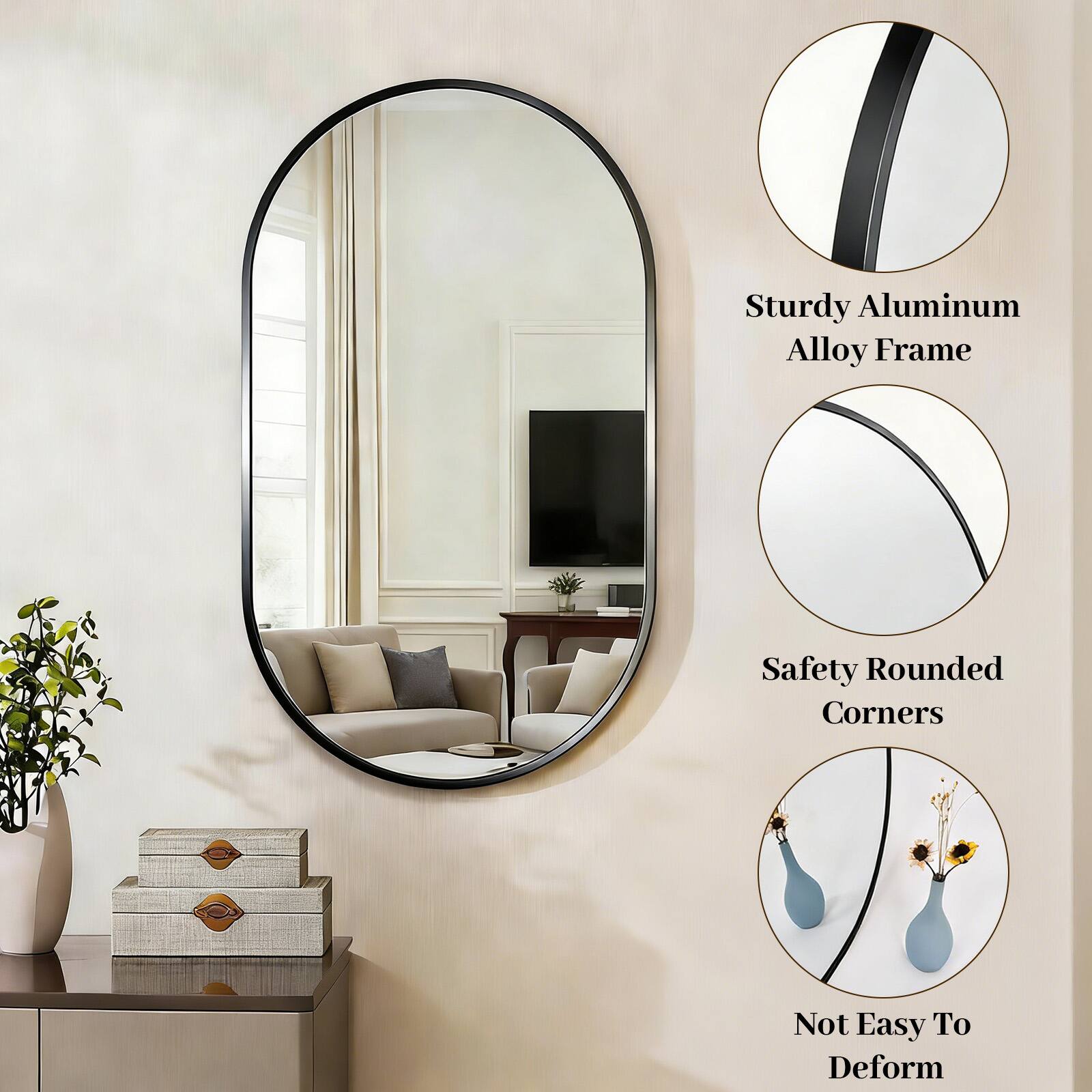 Sturdy Aluminum Alloy Frame  
Safety Rounded Corners  
Not Easy To Deform