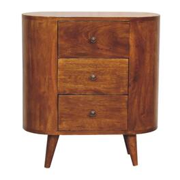 Artisan Furniture - Solid Wood Mini Chestnut Cabinet, 3 Drawers - Brown