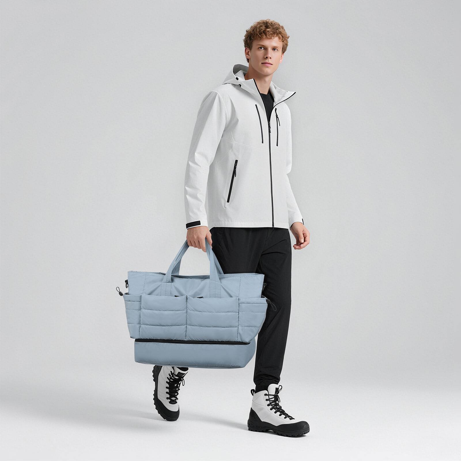 Alt View 6. Unique Bargains - 50L Travel Duffel Bag for Women Weekender Carry on Bag with Shoe Compartment & Toiletry Bag Overnight Bag for Gym Trip - Blue.