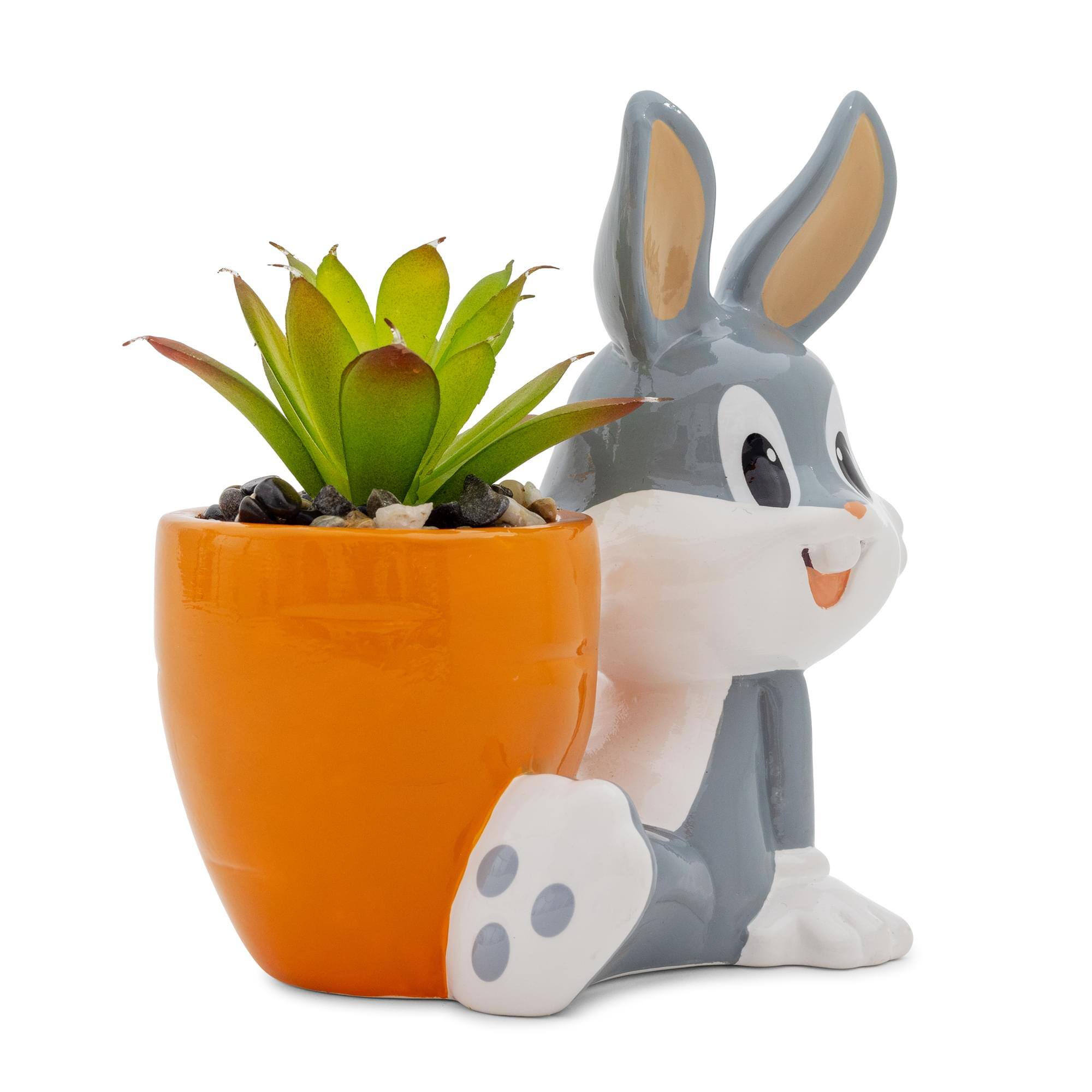 Alt View 1. Silver Buffalo - Looney Tunes Bugs Bunny 5-Inch Ceramic Mini Planter With Artificial Succulent - Multicolored.