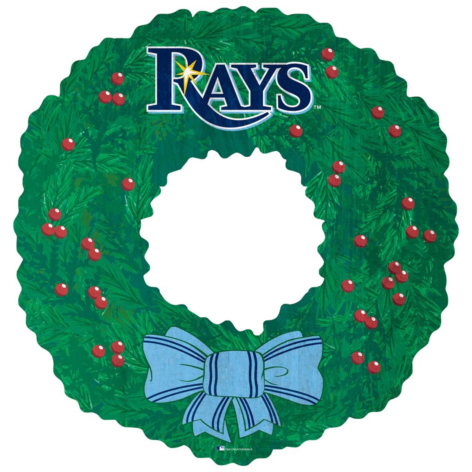 Front. Fan Creations - Tampa Bay Rays 16'' Team Wreath Sign - Green.