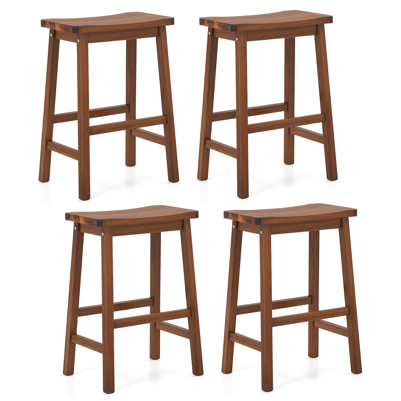 Gymax - Saddle-Seat Counter Height Stools Set of 4 Backless Barstools w/ Curved Seat - Brown price history on PriceWatchPro