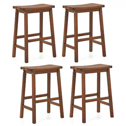 Front. Gymax - Gymax Saddle-Seat Counter Height Stools Set of 4 Backless Barstools w/ Curved Seat - Brown.
