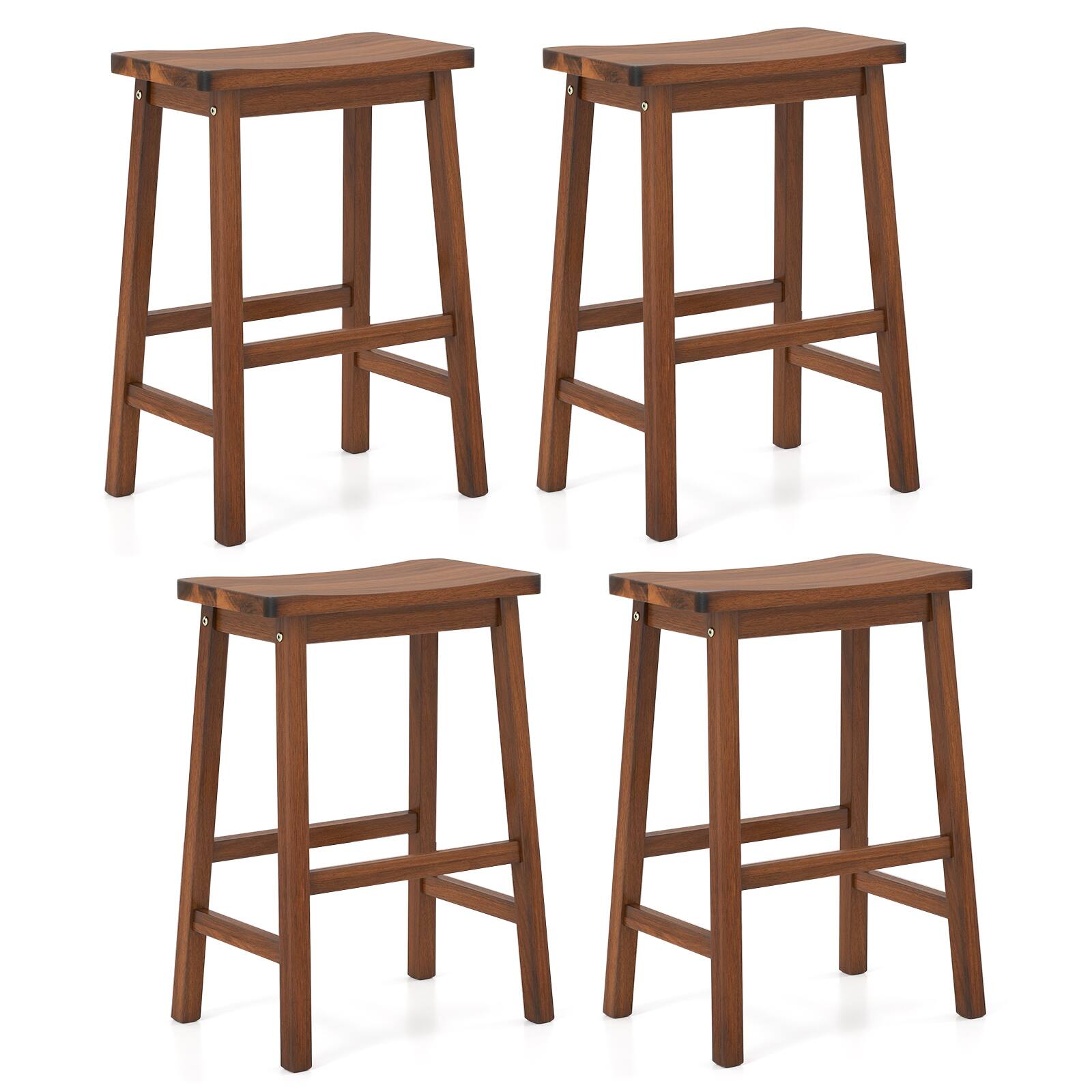 Front. Gymax - Gymax Saddle-Seat Counter Height Stools Set of 4 Backless Barstools w/ Curved Seat - Brown.