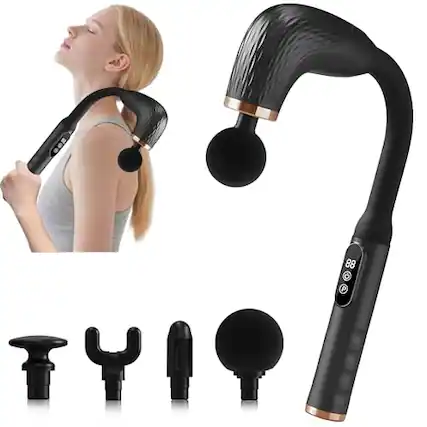 Front. DORLUKFU - Massage Gun with Upgraded Extension Handle, Back Massager for Pain Relief Deep Tissue, Muscles/Neck/Shoulders/Waist/Legs.