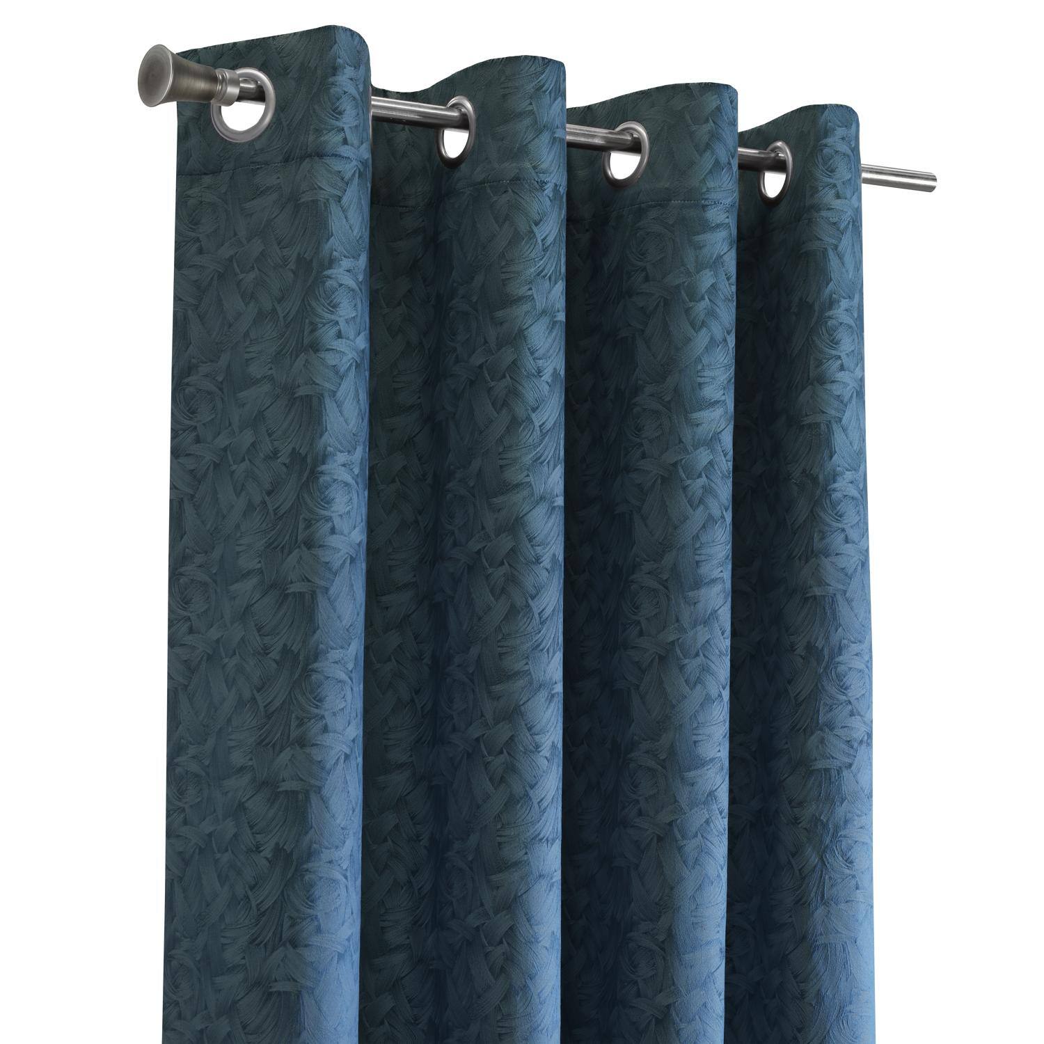 Left. Commonwealth Home Fashions - Habitat Bristol Room Darkening UV Protecion Grommet Curtain Panel for Windows 52" x 95" Navy - Navy.