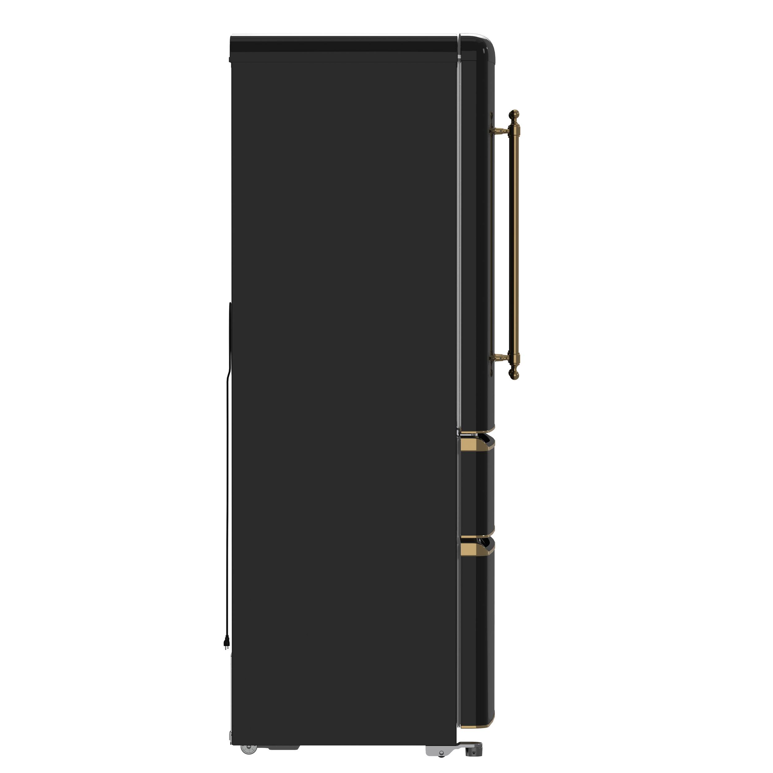 Alt View 2. Forno Appliances - Luigi 18 Cu. Ft. Counter-Depth French Door Refrigerator with Antique Brass Handles - Black.