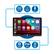 240 WATTS, 14" Touch Screen, USB, Phone, Music, Maps, Messages, Now Playing, JENSEN, JENSEN, MON, 19, Podcasts, Audiobooks, Calendar, Settings, Front & Rear Camera, 2.1A Fast Charging, No CD/ DVD