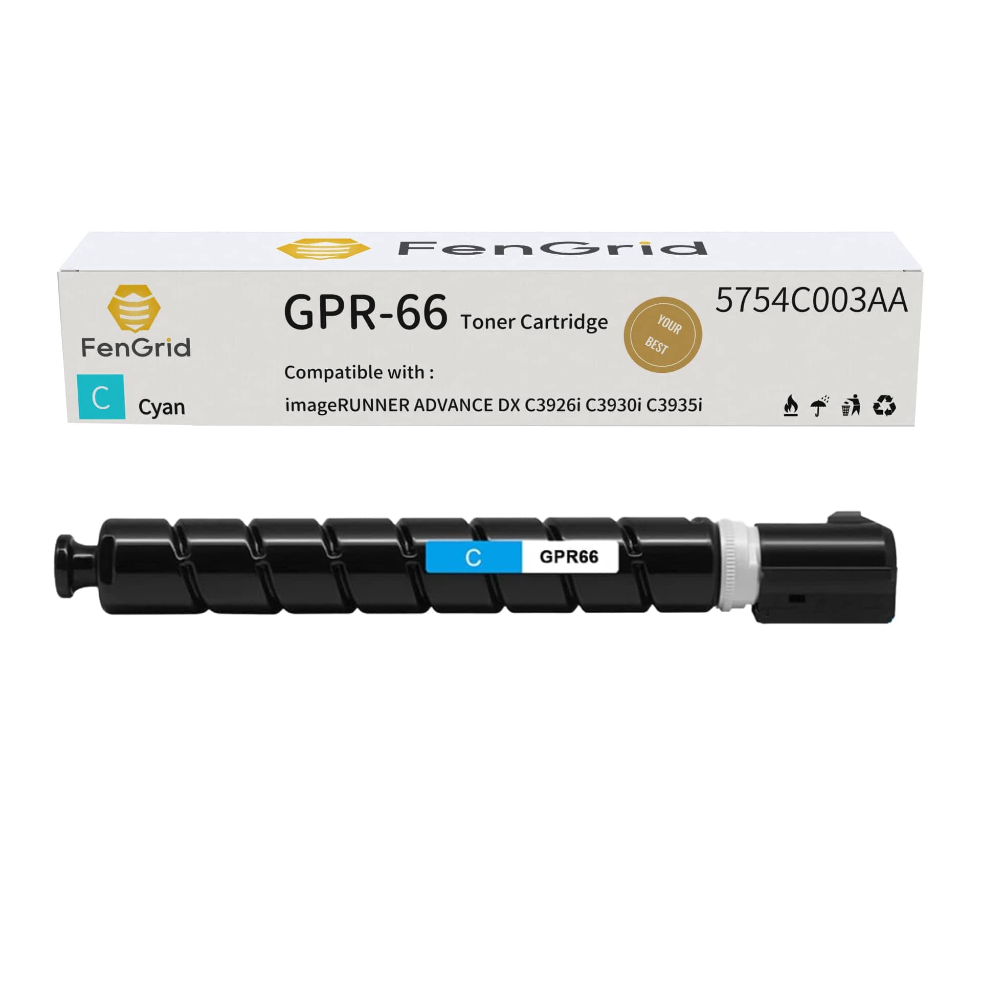 FenGrid GPR-66 Cyan GPR66 Toner Cartridge Compatible with Canon imageRUNNER Advance DX C3926i C3930i C3935i