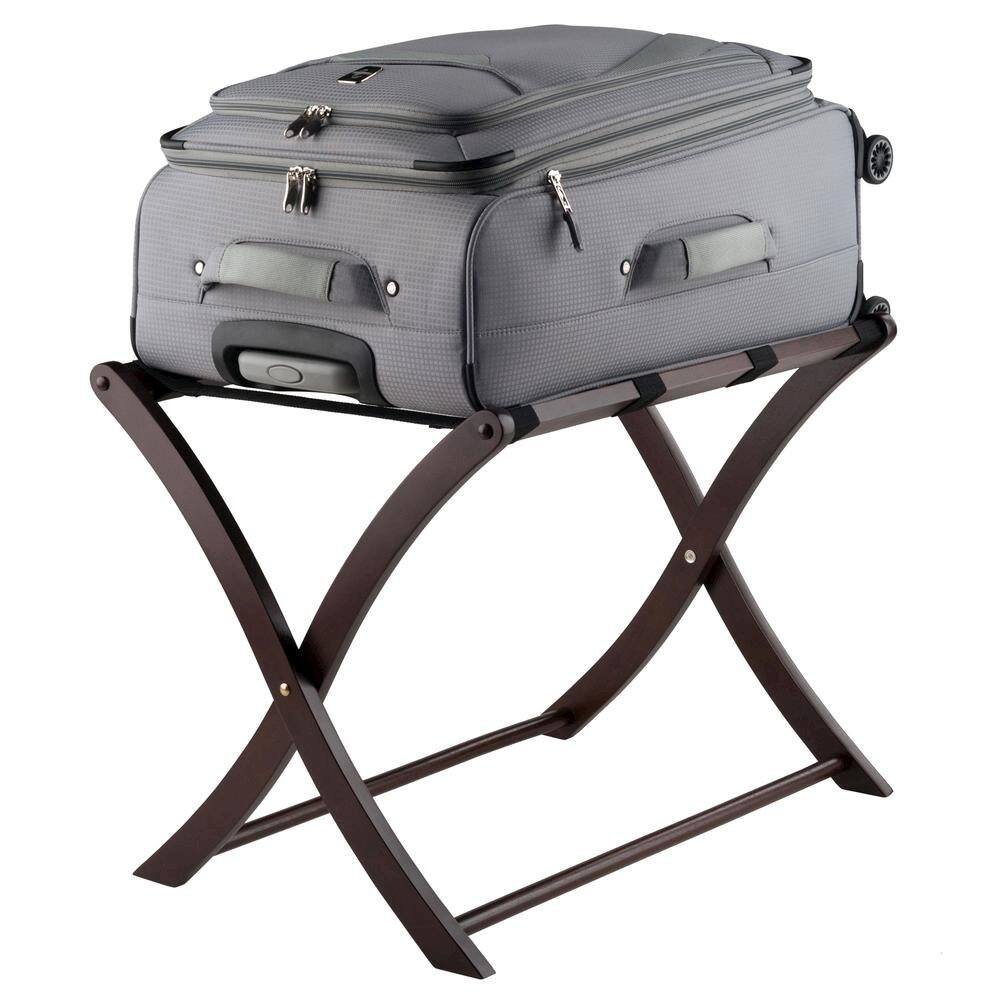 Left. FurniFact - Foldable Luggage Rack - Cappuccino.