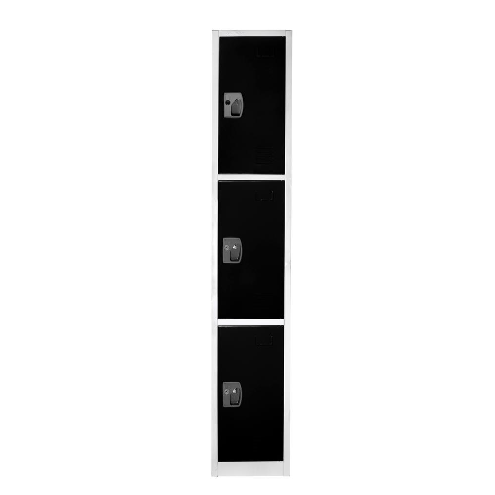 Alt View 1. AdirOffice - Storage Locker 629-Series 72" H 3-Tier Steel Compartment Key Lock Locker with Key Lock, 4/Pack - Black.
