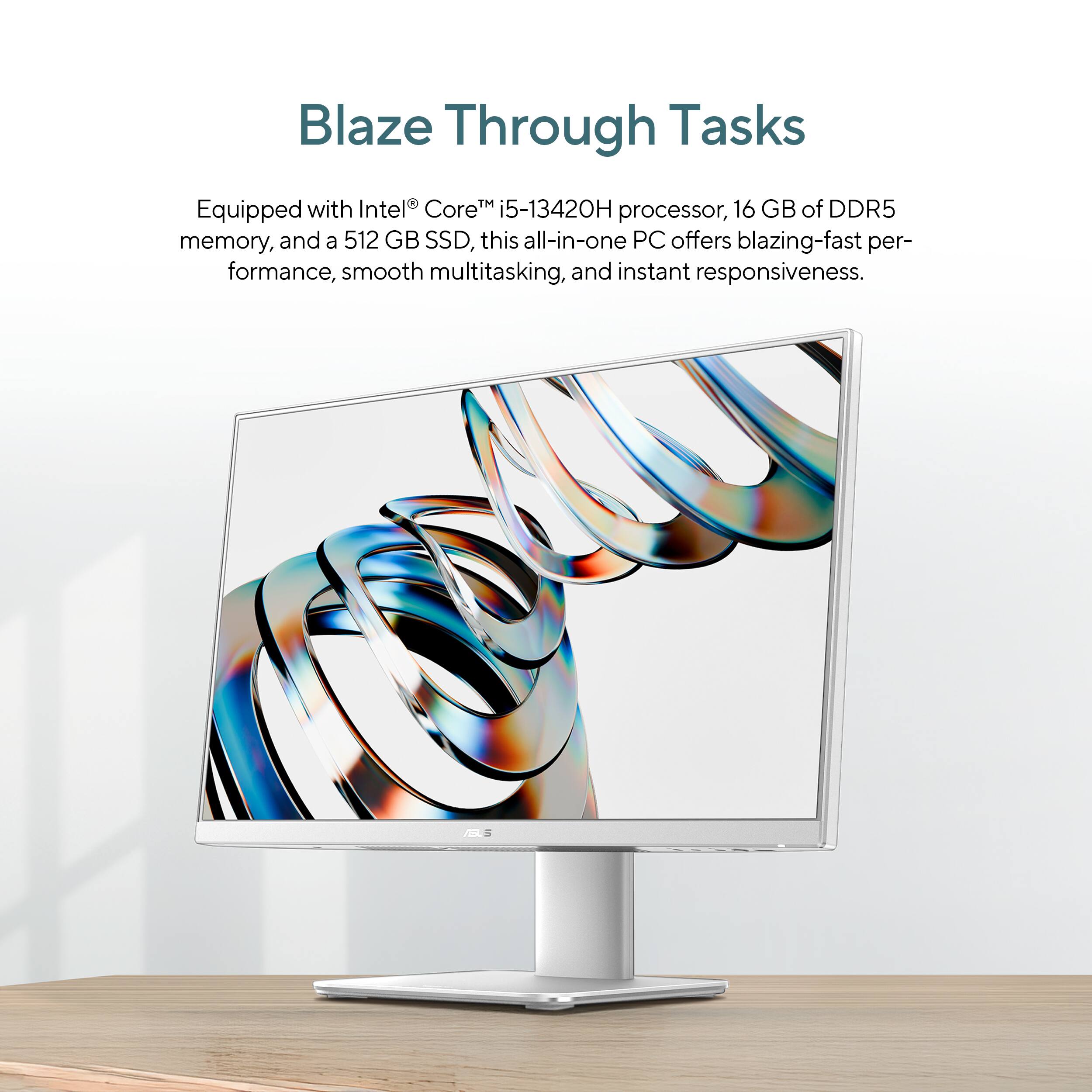 Blaze Through Tasks: Equipped with an Intel Core i5-13420H processor, 16 GB of DDR5 memory, and a 512 GB SSD, this all-in-one PC offers blazing-fast performance, smooth multitasking, and instant responsiveness.