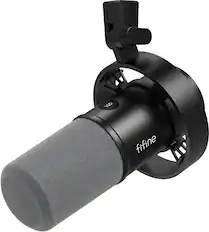 Front. FIFINE - FIFINE-XLR/USB Podcast Recording PC Microphone for Vocal Voice-Over Streaming, Studio Metal Dynamic Microphone - Black.