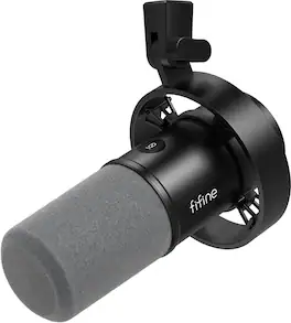 FIFINE - FIFINE-XLR/USB Podcast Recording PC Microphone for Vocal Voice-Over Streaming, Studio Metal Dynamic Microphone - Black