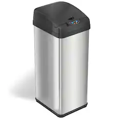 Angle. iTouchless - 13-Gal. Touchless Trash Can - Stainless Steel.