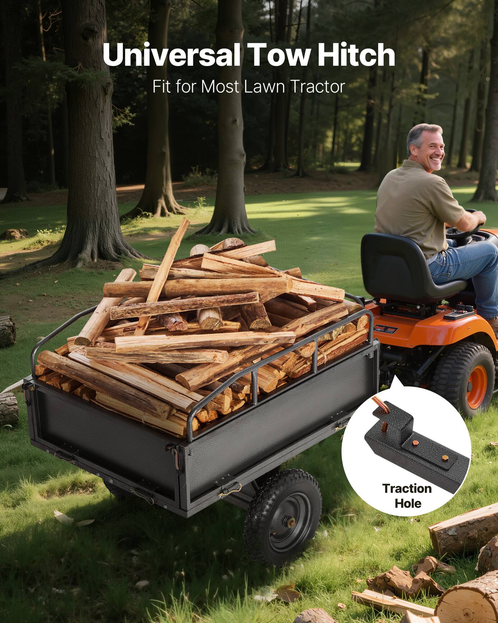 Universal Tow Hitch  
Fit for Most Lawn Tractor  

Traction Hole